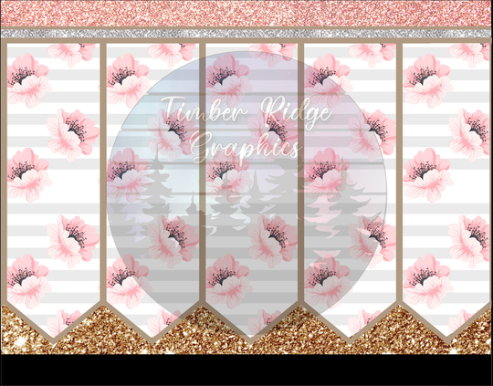 Pink Flower Pencil Printed Tumbler Wraps - Clear Cast Wrap White