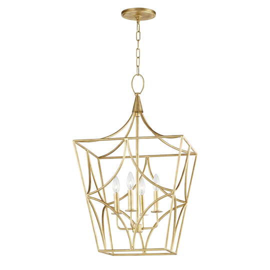 Hudson Valley Green Point 4-light Gold Leaf Medium Pendant