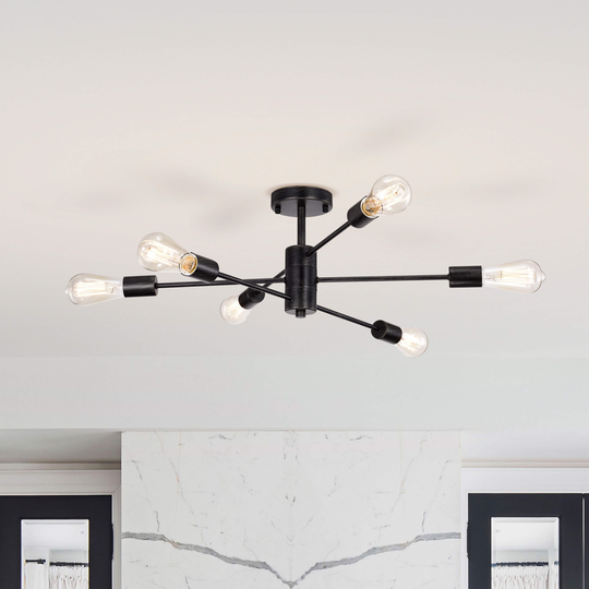 Cintia Modern 6-Light Antique Black Linear Flush Mount