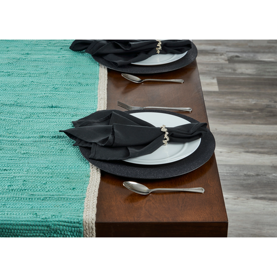 Bordered Turquoise Table Runner - 1'-4" X 6'-8"