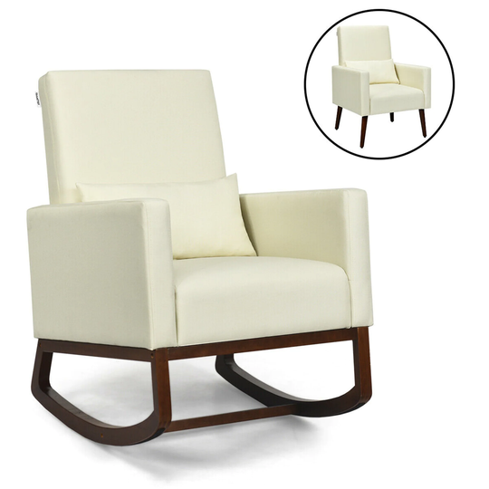 Gymax 2-in-1 Fabric Upholstered Rocking Chair Nursery Armchair with - See Details
