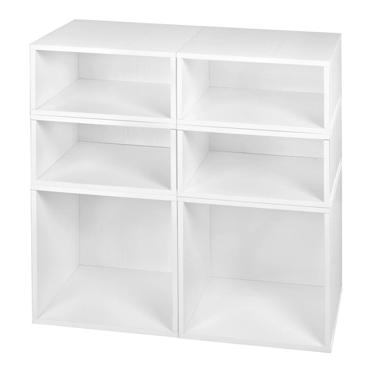 Noble Connect Storage Set- 2 Full Cubes/4 Half Cubes- White Wood Grain