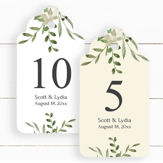 Personalized Greenery Wedding Table Numbers, Centerpiece Numbers Tags, Reception Decor, C01