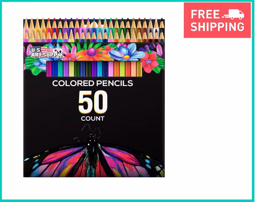 50Pc Adult Coloring Book Artist Grade Colored Pencil Set, Drawing, Sketching Art