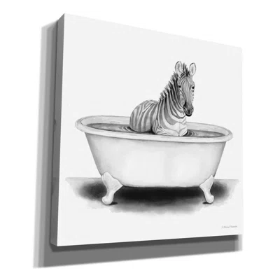 Zebra in Tub by Rachel Nieman - Wrapped Canvas Drawing Print