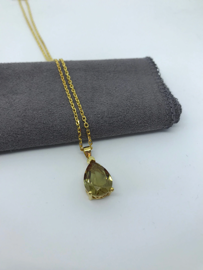Color Changing Zultanite Stone Necklace, Water Drop Natural Teardrop Necklace For Women, 22 cm Chain Gold