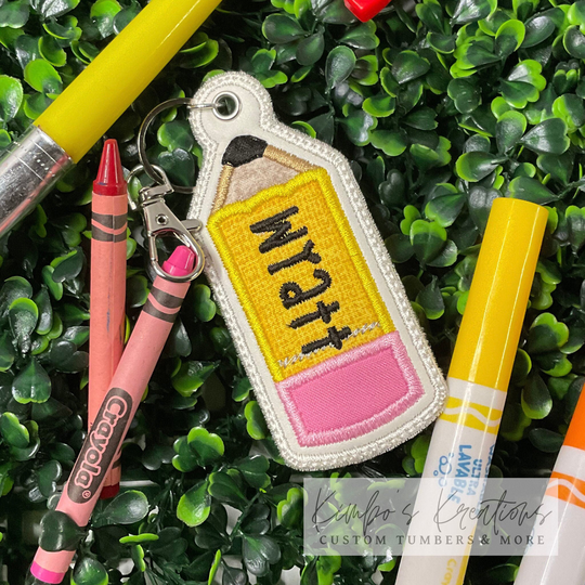 Embroidered Leather Backpack Tag | Pencil Bag Back To School Name Keychain Key Fob 1st Grade Kindergarten Gift Personalized