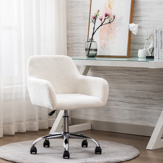 Faux Fur Home Office Chair Fluffy Fuzzy Comfortable Makeup Vanity Chair Swivel Desk Chair Height Adjustable Dressing Chair