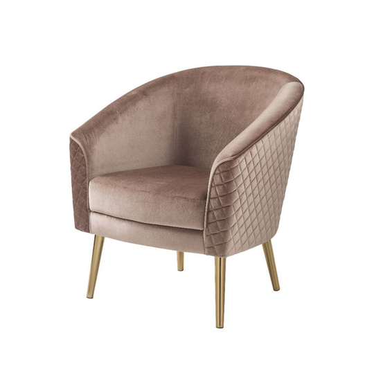 Champagne Velvet Upholstered Accent Chair in Gold