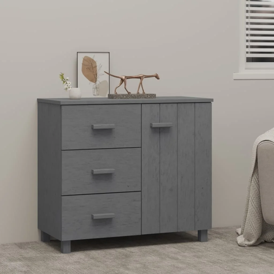 Sideboard Dark Gray 35.4"x15.7"x31.5" Solid Pinewood