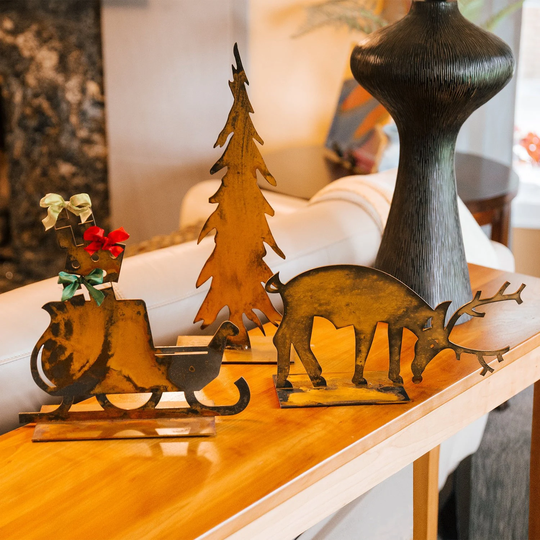 Metal Pencil Tree, 23" Tree Sculpture, Adorable Festive Steel Trees, Tabletop Holiday Decor, Unique Holiday Decor