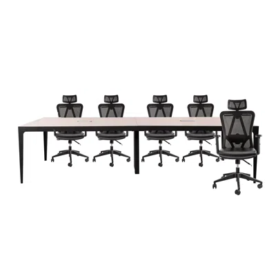 Conference Meeting Table With Office Chairs For 10 Persons (oak)