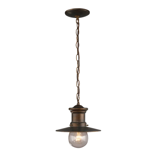 1-light Hazelnut Bronze and Clear Seeded Glass Pendant