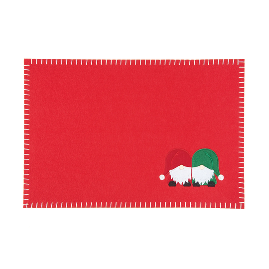 Naughty Or Nice Gnome Felt Table Runner - red