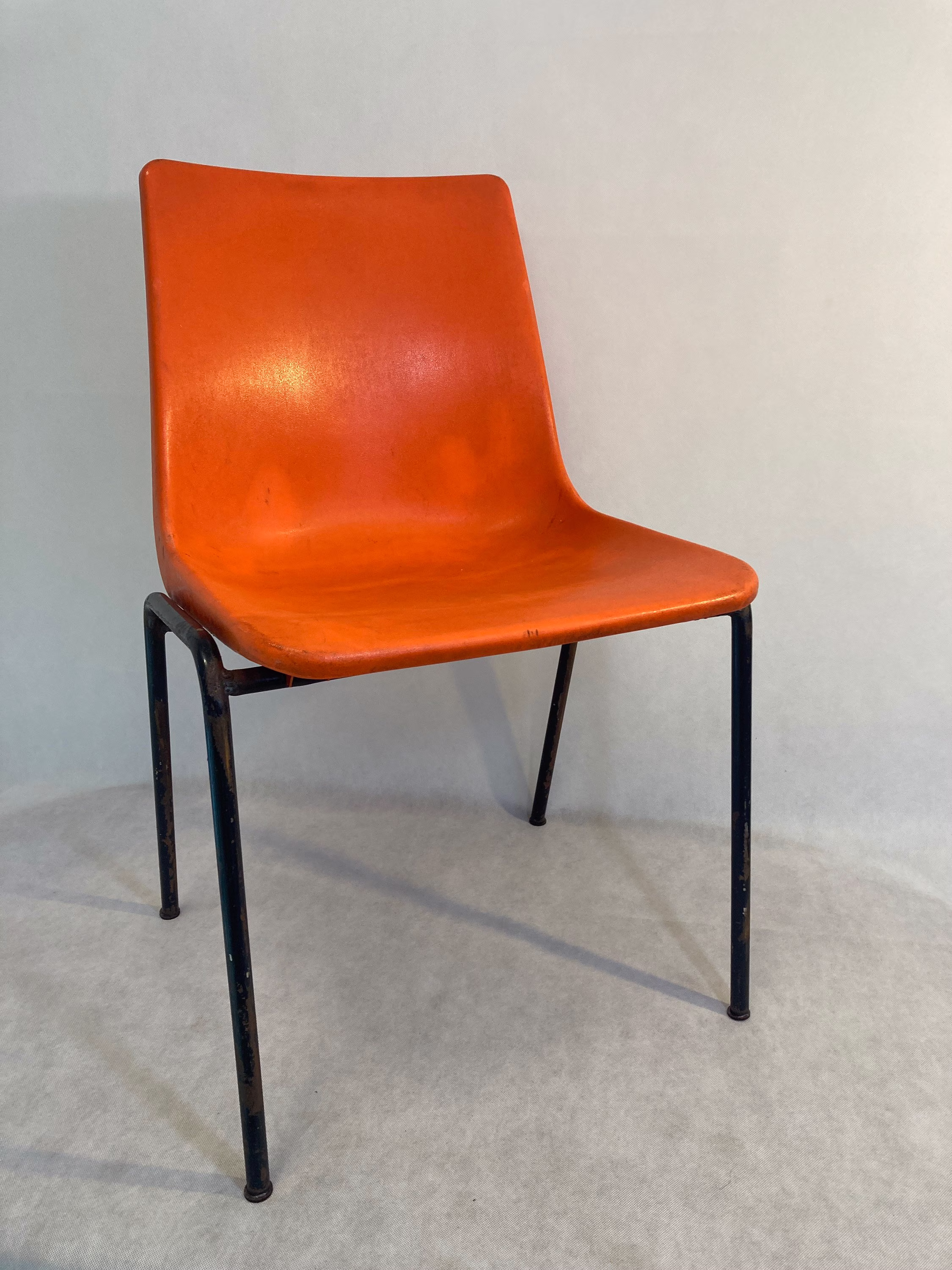 1 Of 4 Mid-Century Chair Orange Wesifa/ Vintage Dining Chair/Plastic Chair/ Outdoor Chairs/stackable Chairs/ Space Age
