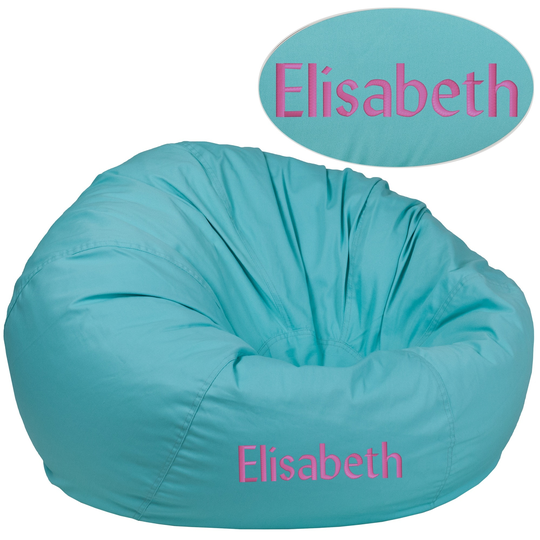 42" Personalized Oversized Solid Mint Green Bean Bag Chair