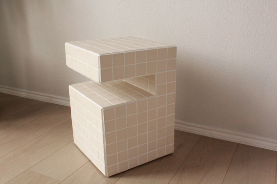 Tile Table With Shelf Almond & Cream Grout