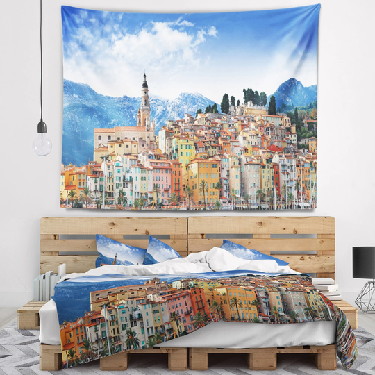 Designart 'Colors of Southern Europe' Landscape Wall Tapestry