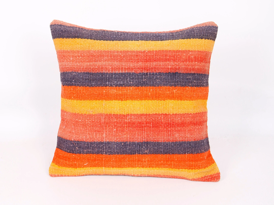 Handmade Pillows For Chairs, Antique Tapestry Pillow, 16x16 Chair Case, Bohemian Small Kilim Pillow Cover, Handwoven Moroccan