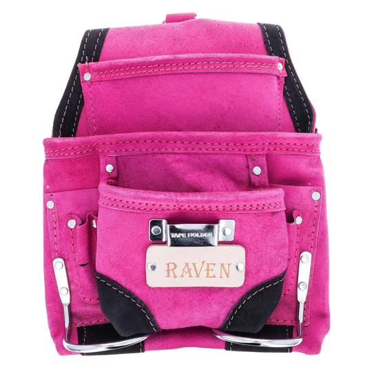 Universal Tool 10-Pocket Heavy Duty Pink Suede Leather Bag With Nail Pouch