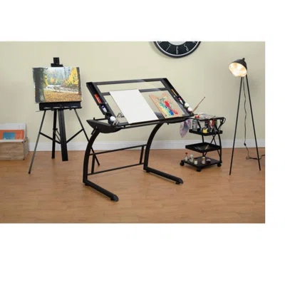 Izaack Height Adjustable Glass Drafting Table