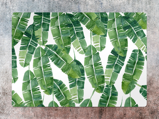 Green Exotic Leaves Chair Mat, Splat White Vinyl Floor Plants Protective Pad, Area Rug, Housewarming Gift