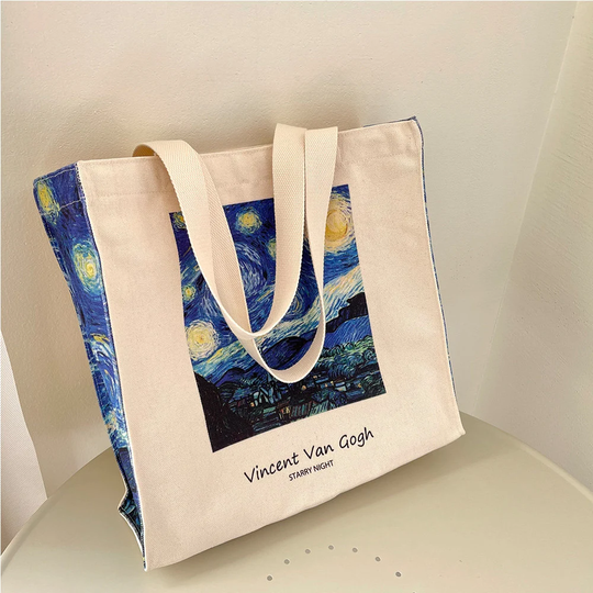 starry Night Tote Bag|Van Gogh Bag|Scenery Aesthetic Bag|Teacher Life Bag|Canvas Bag|Painting Art Bag|Bridesmaid Bags|Reusable Bag