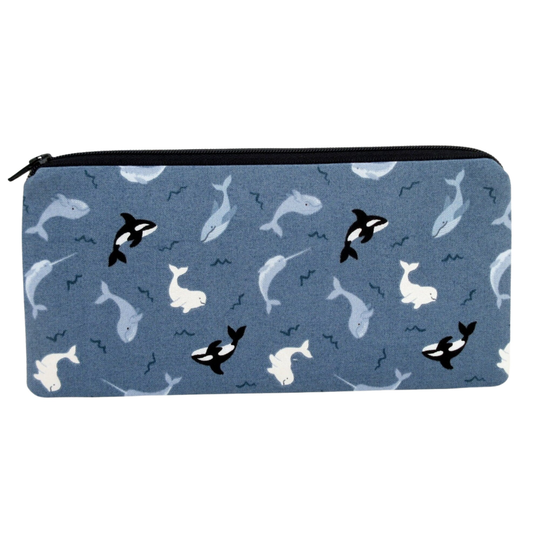 Whale Zippered Pencil Pouch, Small Ocean Things Zipper Bag