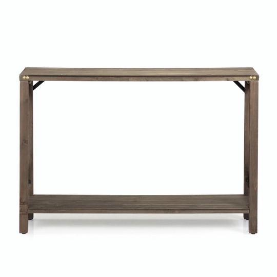 Brown Console Table with Storage Shelf, Plastic Foot Pads