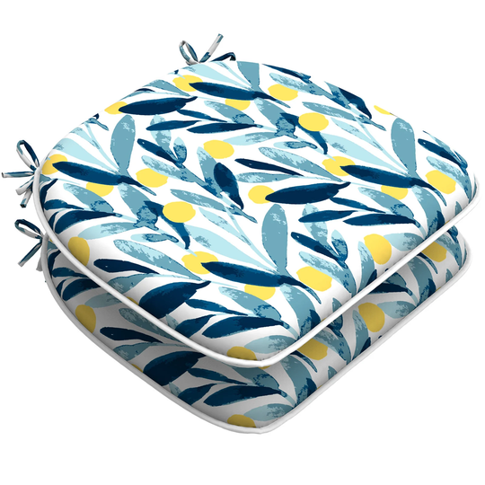 Indoor/Outdoor Chair Cushions Seat Cushion With Ties, Patio Pads 16" X 17"For Furniture Garden Home Kitchen Decoration Leaves Multi
