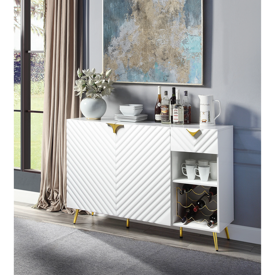 Kitchen Sideboard, White High Gloss Finish|White