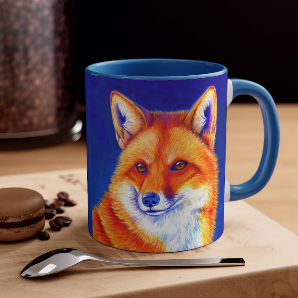 Vibrant Colorful Cute Red Fox Accent Coffee Mug 11Oz 15Oz