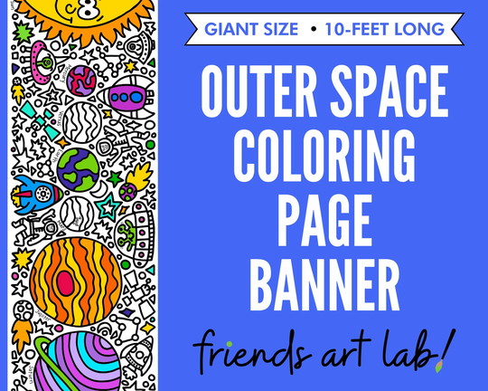 Giant 10-Foot Outer Space Coloring Page Banner | Poster Solar System Kids Activity Tablecloth 30"x120"In