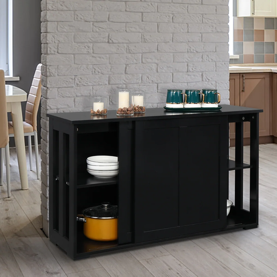 Double Sliding Door Sideboard Porch Cabinet Black