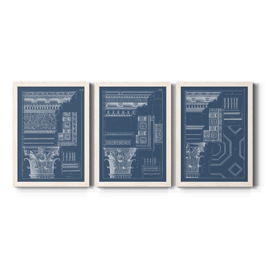 Column & Cornice Blueprint II-Premium Framed Canvas - Ready to Hang - Multi-Color