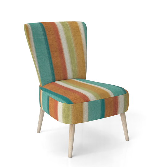 Designart 'Blue, Green and Orange Vertical Abstract Stripes' Upholstered Mid-Century Accent Chair