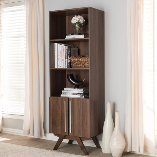 Mid-Century Brown Bookcase by Baxton Studio
