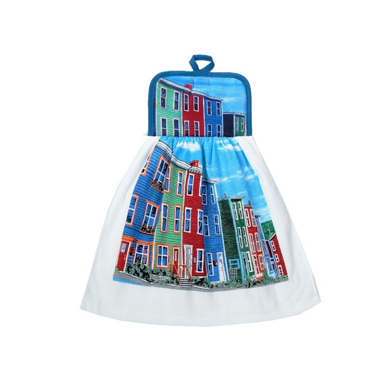 Tie Hand Towel (Colorful Houses) - Set of 2