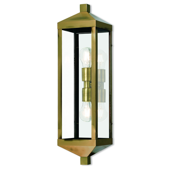 Giuseppe Lighting Two Light Outdoor Wall Lantern Nyack Antique Bras - Exact Size
