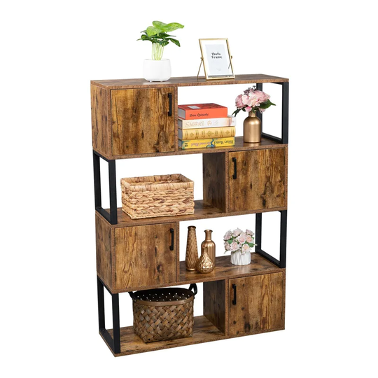 4 Tier Bookshelf Storage Oraganizer with Cube Cabinet