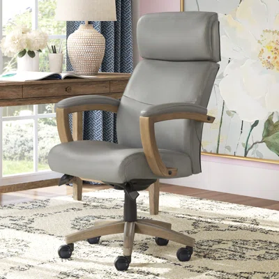 Greyson La-Z-Boy Modern Executive High-Back Office Chair with Solid Wood Arms and Lumbar Support