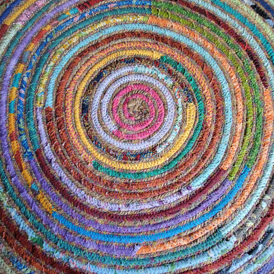 Jute & Colorful Coiled Rope Accent Rug Multicolors