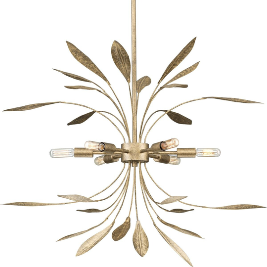 Mariposa Collection 6-Light Antique Gold Luxe Pendant Hanging Light - 28 in x 28 in x 20 in
