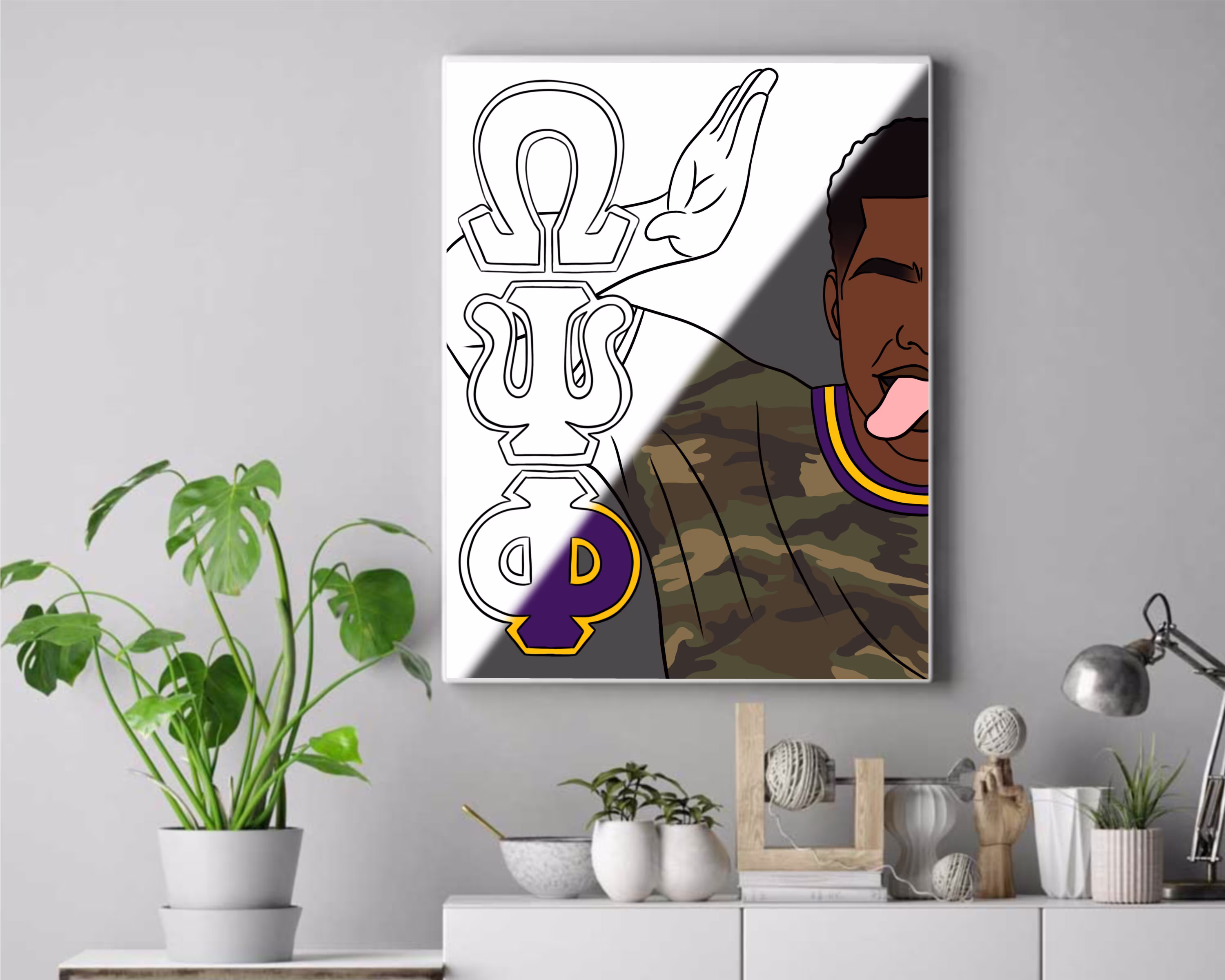 Omega Psi Phi Qdog Pre Drawn Outline Diy Stretched Canvas Panel For Adults Teens Paint Party Lady Hats & Sip Wholesale Bulk