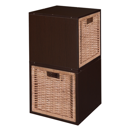 Noble Connect Storage Set - 2 Cubes and 2 Wicker Baskets- Truffle/Natural