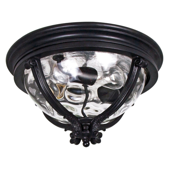 Maxim Black Vivex Water Glass Shade Camden VX 3-light Outdoor Ceiling Mount Light