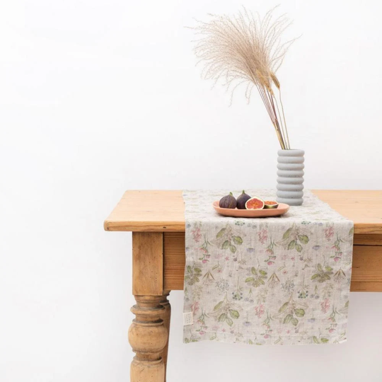 Botany Linen Table Runner. Scandinavian Style Natural Stonewashed Wedding Table Runner