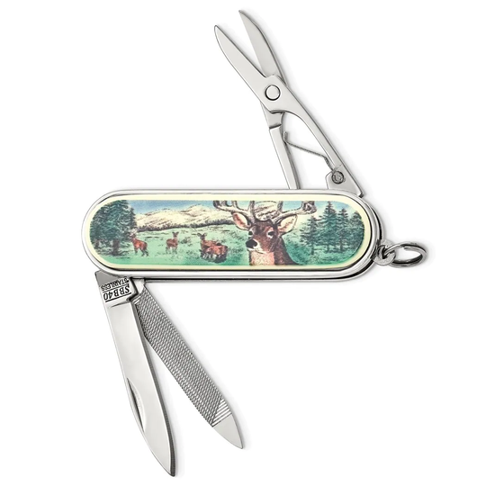 Curata Barlow Designs Color Deer Portrait Multifunction Pocket Knife