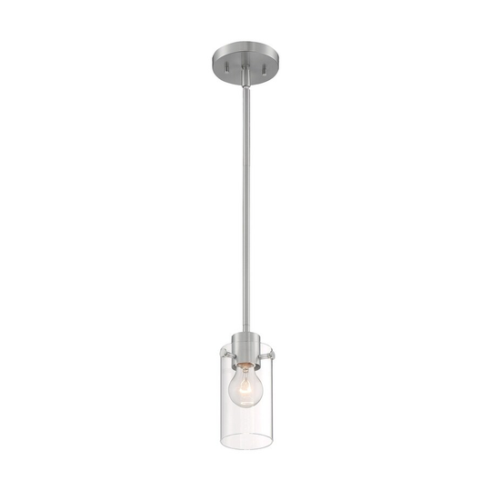Sommerset 1-Light Mini Pendant Fixture - Brushed Nickel Finish with Clear Glass - Brushed Nickel