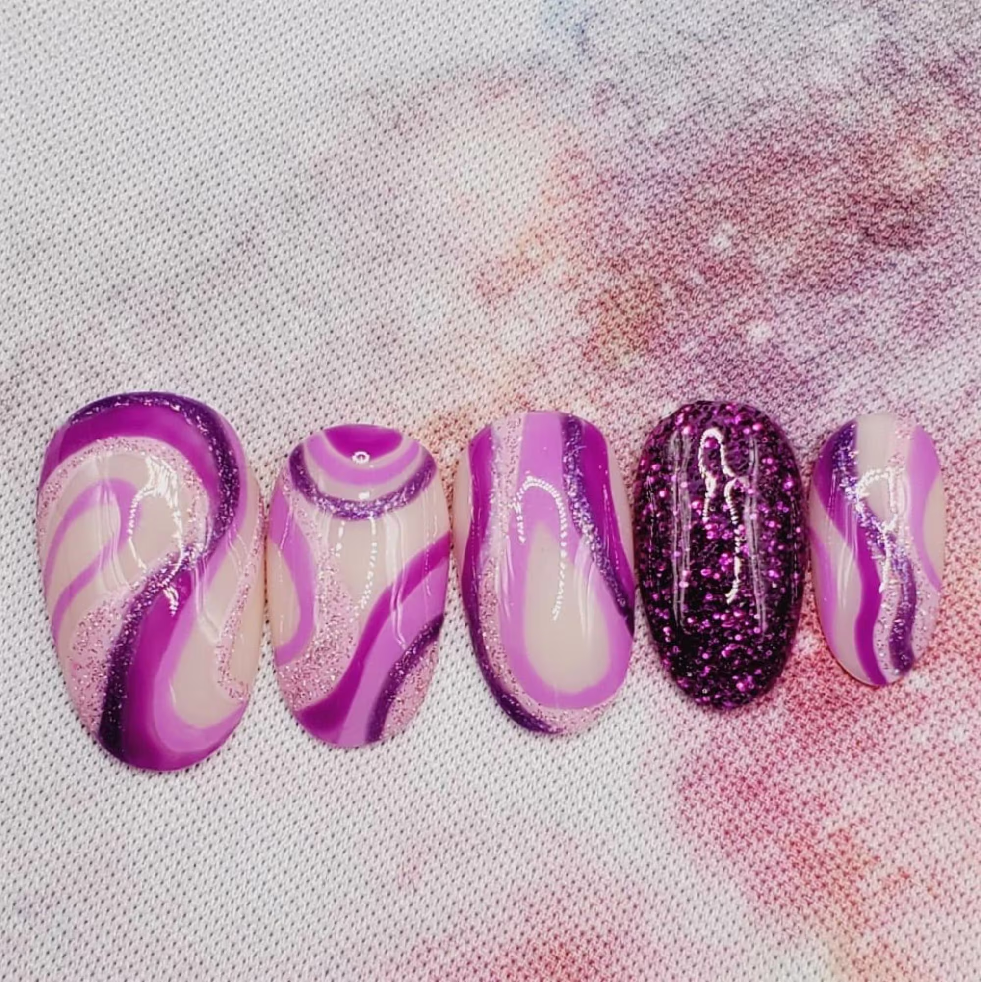 Purple Swirl Nails